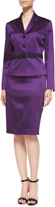 Albert Nipon Skirt Suit w/ Embellished Waist