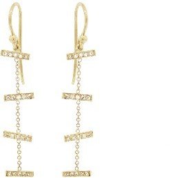 Jennifer Meyer Yellow Gold Diamond Cross Bar Earrings