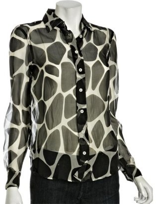 Moschino Cheap & Chic Moschino Cheap and Chic black and white printed silk organza blouse