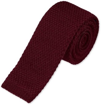 Charles Tyrwhitt Burgundy wool knitted handmade slim tie