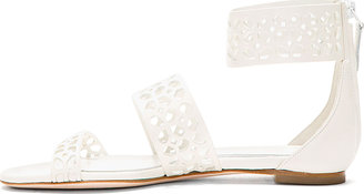 Alexander McQueen White Leather Laser-Cut Sandals