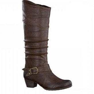Tamaris Cafe ruched high leg boot with ankle strap
