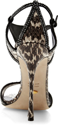 Sergio Rossi Crystal-Embellished Snakeskin Sandals