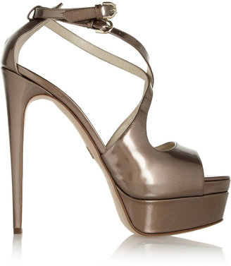 Brian Atwood Alexie metallic patent-leather sandals