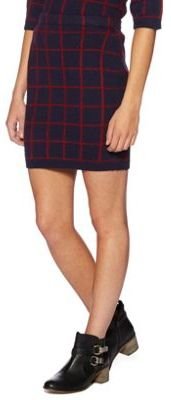 House of Holland Check me out navy grid print skirt