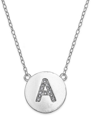 Cubic Zirconia "A" Initial Pendant Necklace in Sterling Silver-Plated Brass