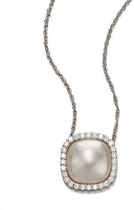 Majorica White Square Mabé Pearl and Sterling Silver Necklace