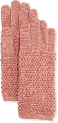 Portolano Pearl-Stitch Metallic Knit Gloves, Canyon/Milagold