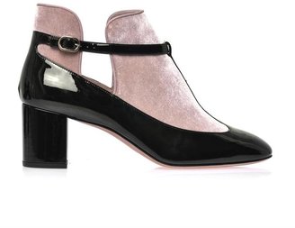 Valentino Patent leather and velvet T-bar boots