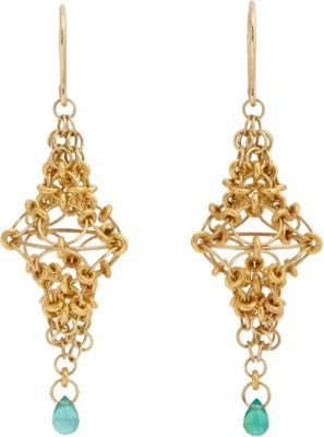 Mallary Marks Emerald & Gold "Spire" Earrings