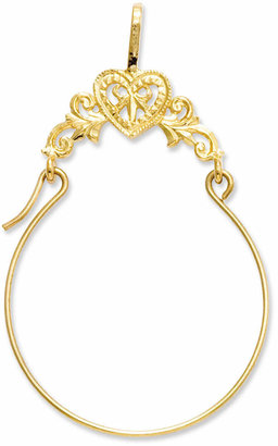 Macy's 14k Gold Charm Holder, Polished Filigree Heart Charm Holder