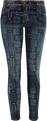 Current/Elliott The Stiletto printed low-rise skinny jeans