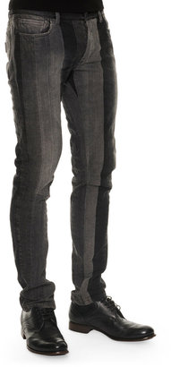 Dolce & Gabbana Patch Stripe Straight-Leg Jeans, Gray