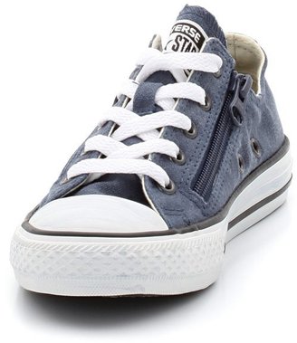 Converse Rock Denim Wash Low Ankle Trainers with Double Zips