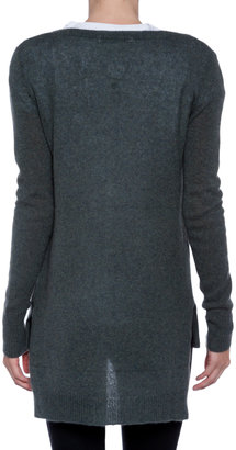 SUBTLE LUXURY High Low V-Neck Cardigan Sweater