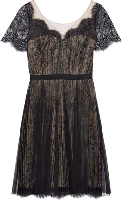 Notte by Marchesa 3135 Notte by Marchesa Lace and pleated mesh dress