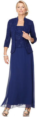 Alex Evenings Sparkled Jacquard Gown and Jacket