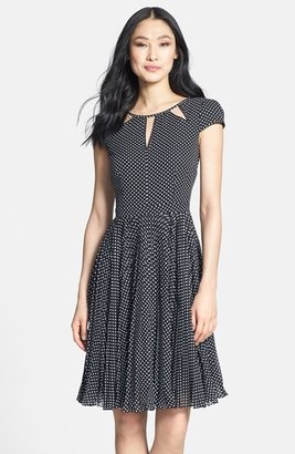 Adrianna Papell Polka Dot Cutout Fit & Flare Dress (Regular & Petite)