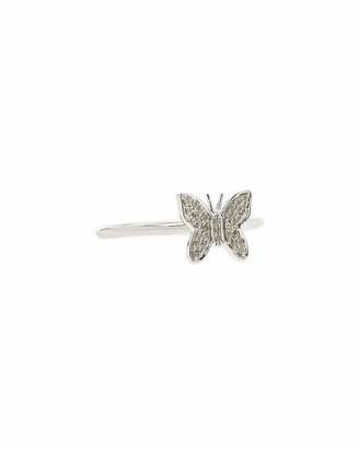 Sydney Evan 14-Karat White Gold Butterfly Ring with Pave Diamonds