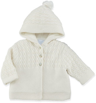 Tartine et Chocolat Cable-Knit Hooded Jacket, Pearl, 3-6 Months
