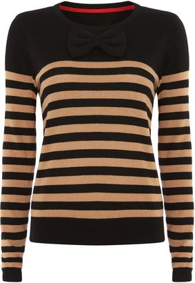 House of Fraser Dickins & Jones Bow front and stripe knit jumper