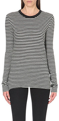 Enza Costa Striped cotton and cashmere-blend top