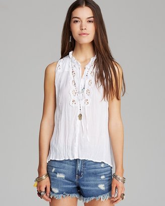 Free People Blouse - Lace Inset Collar