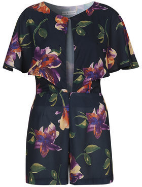 Topshop Womens **Floral Print Cape Open Front Playsuit by Rare - Multi
