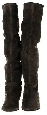 Sole New Womens Brown Ruched Boot Suede Boots Knee-High Pull On