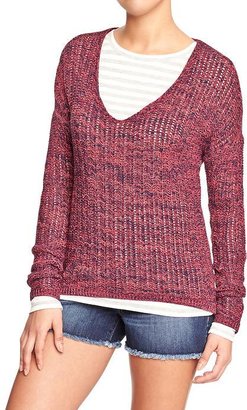 Old Navy Women's Open-Stitch V-Neck Sweaters