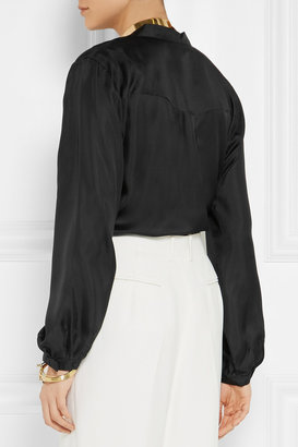 Tibi Grace MMXIII Aspen pleated silk-twill blouse
