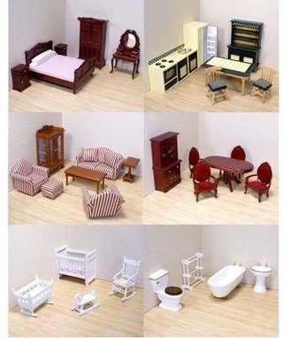 Melissa & Doug Classic Victorian Wooden and Upholstered Dollhouse Furniture (35pc)