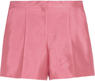 Valentino Pleated cotton and silk-blend shorts
