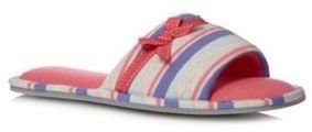 Lounge & Sleep Pink striped open toe mule slippers