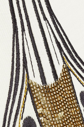 Sass & Bide Creative Play embellished twill and crepe de chine top