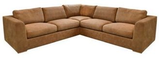 Debenhams Large tan leather 'Paris' corner sofa with light wood feet