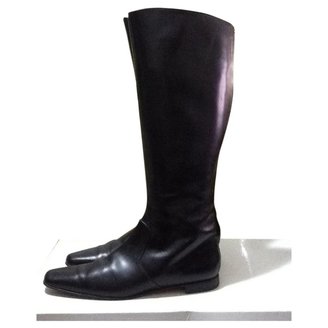 Manolo Blahnik Black Leather Boots