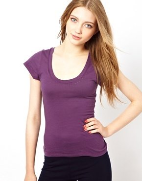 Earth Couture Cap Sleeve T-Shirt with Stitch Detailing