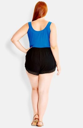 City Chic Broderie Trim Shorts (Plus Size)