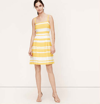 LOFT Petite Paintbrush Stripe Pleated Dress