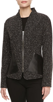 Lafayette 148 New York Patricia Leather-Pocket Tweed Jacket