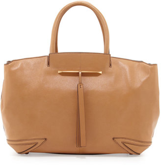 Brian Atwood Grace East/West Leather Tote Bag, Camel