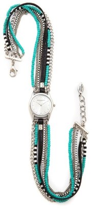 Sara Designs Chain & Bead Wrap Watch