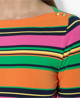 Lauren Ralph Lauren Long-Sleeve Striped Boat-Neck Top