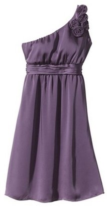 Women's Satin OneShoulder Rosette Bridesmaid Dress Fashion Colors - TEVOLIO