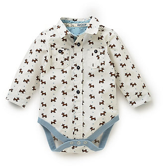Marks and Spencer Pure Cotton Dog Print Shirt Bodysuit