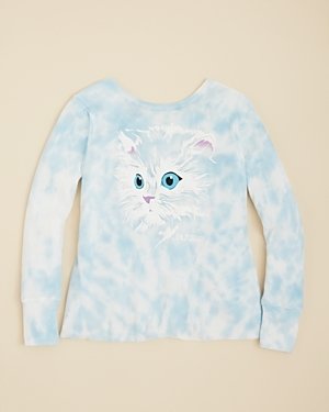 Wildfox Couture Girls' Cat Print Thermal Tee - Sizes 7-14