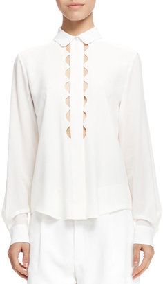 Chloé Scalloped-Cutout Button-Up Shirt