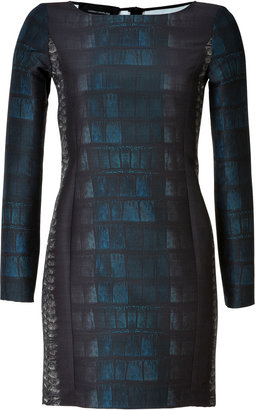 Cédric Charlier Wool Blend Printed Long Sleeve Dress Gr. 40