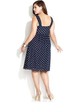 INC International Concepts Plus Size Polka-Dot Twist-Front Dress